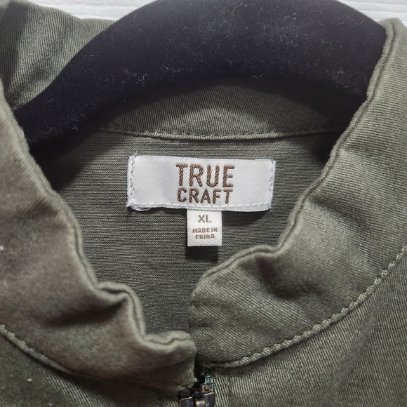 TRUE CRAFT Girls XL Olive Twill Vest Zipper Front Snap Cargo Pocket Gorpcore - Picture 3 of 5